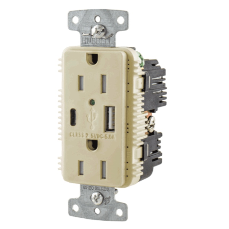 Hubbell Receptacle 15a Usb Ivory [USB15AC5I]