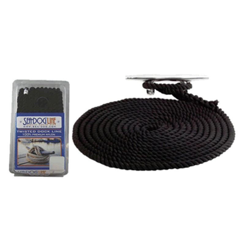 Sea-Dog Twisted Nylon Dl 3/8″X10′ Black [301110010BK-1]