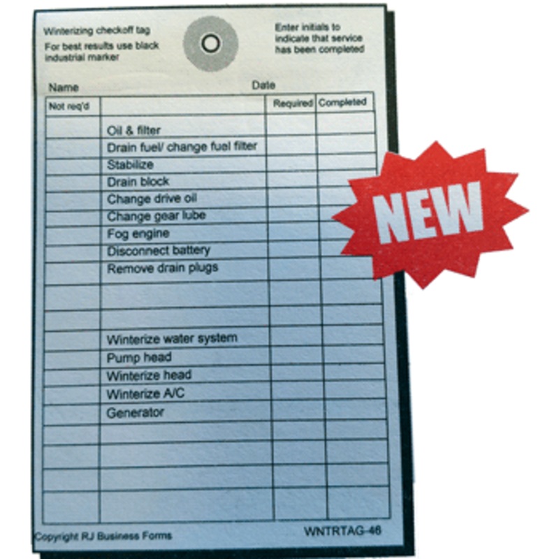 RJ Winterize Checklist Tag Pk-100 [WNTRTAG-46]