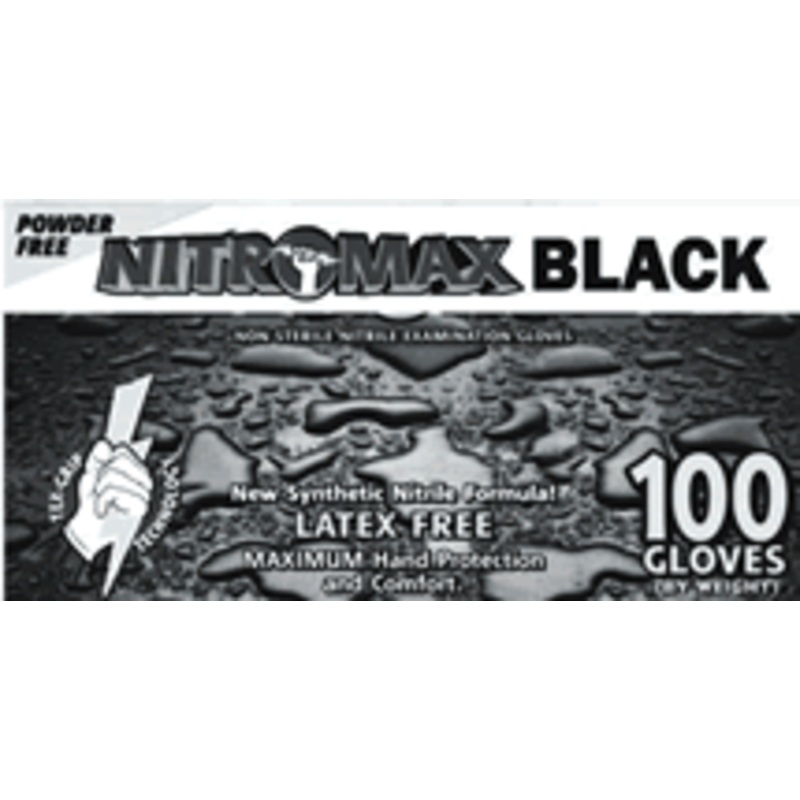 Emerald Nitrile Gloves Black Lg (PK100) [1084]