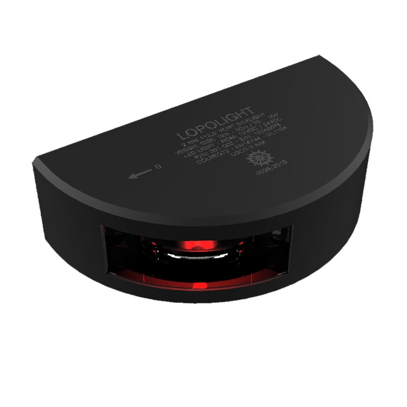 Lopolight Series 301-002 – Port Sidelight – 2NM – Vertical Mount – Red – Black Housing – 6M Cable [301-002-B-6M]