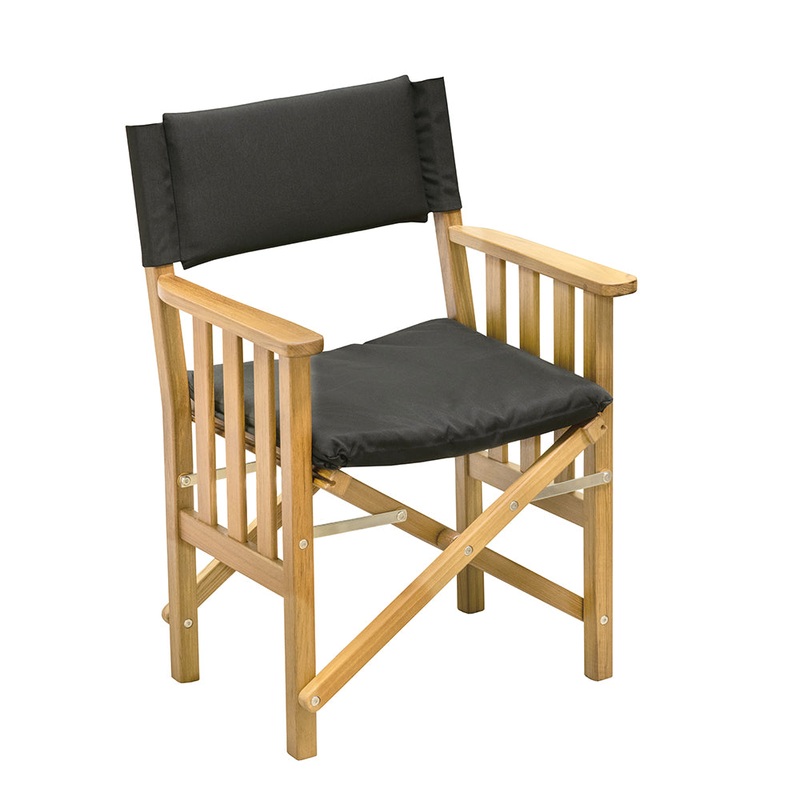 Whitecap Directors Chair II w/Black Cushion – Teak [61051]