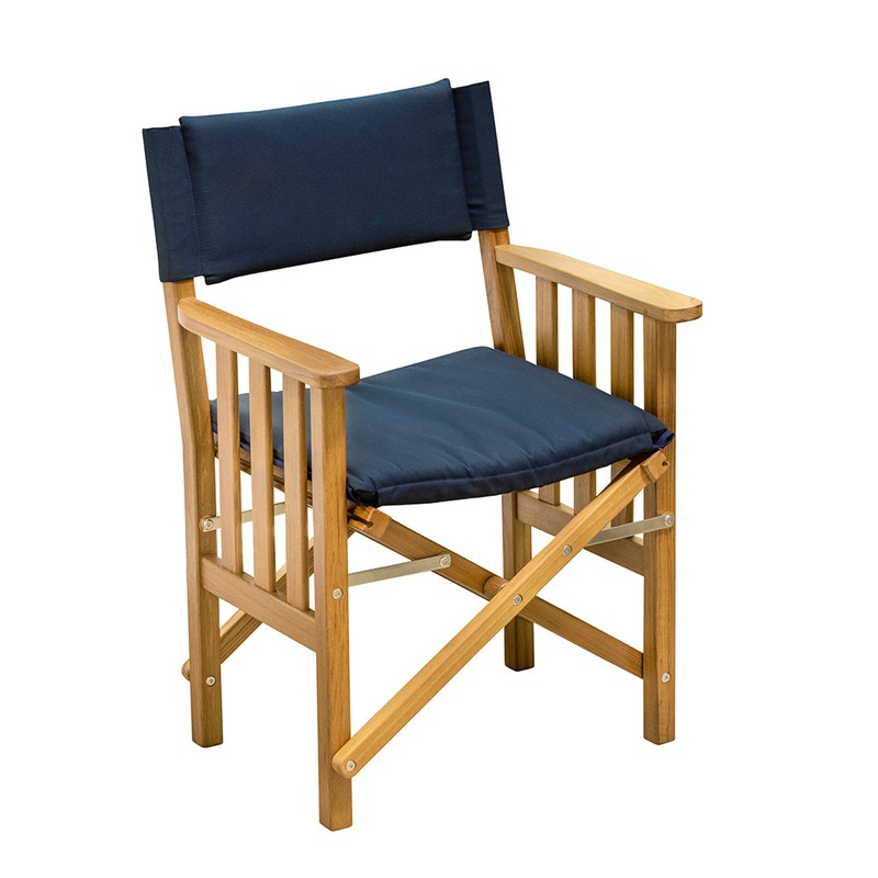 Whitecap Directors Chair II w/Navy Cushion – Teak [61052]