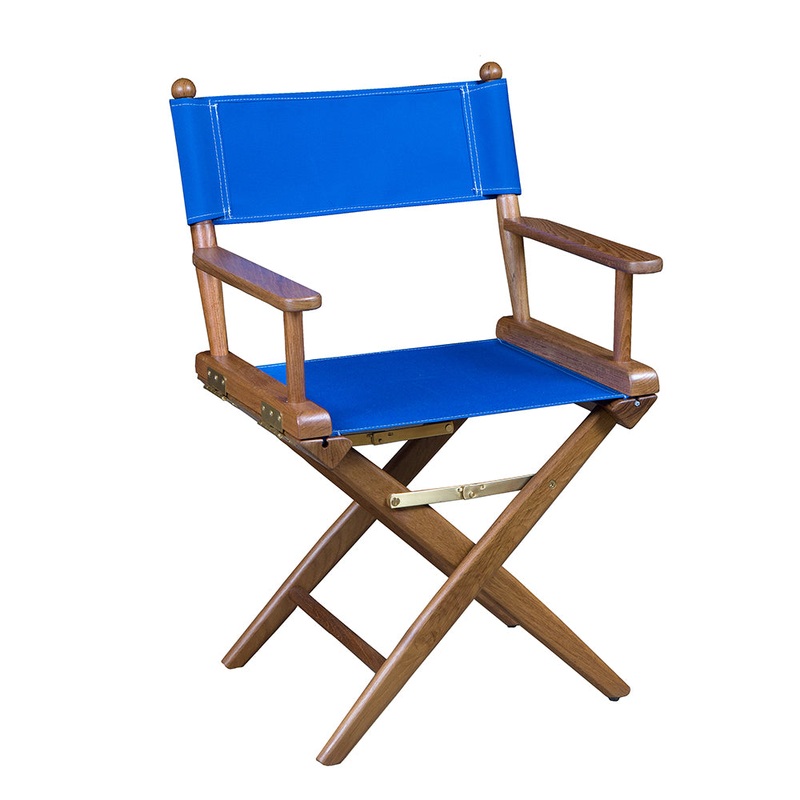Whitecap Directors Chair w/Blue Seat Covers – Teak [60041]