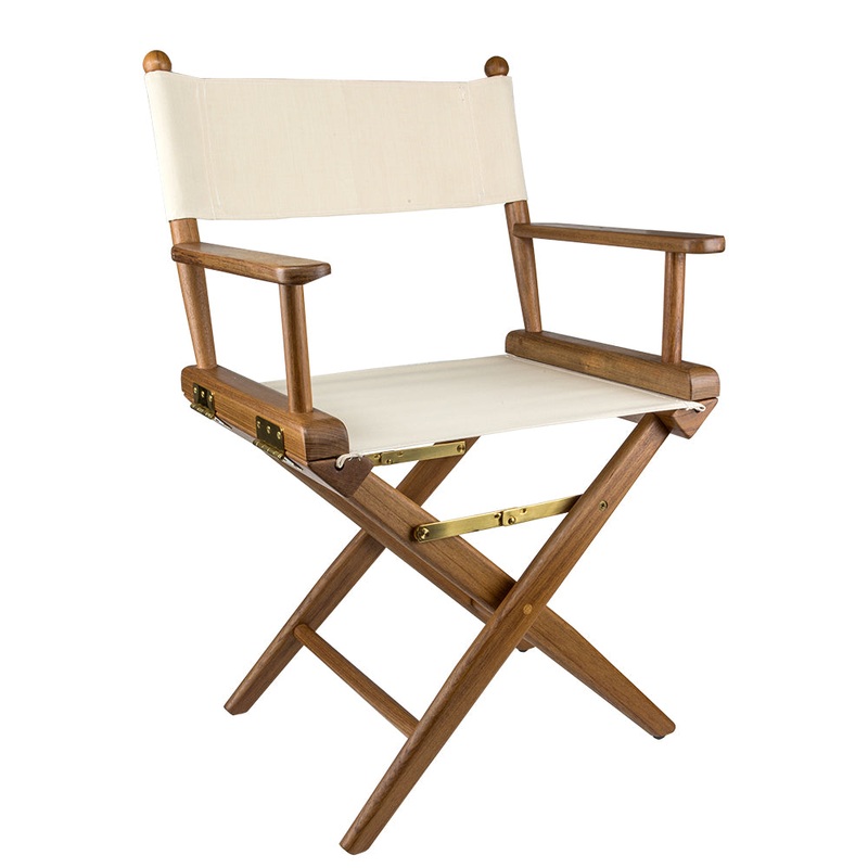 Whitecap Directors Chair w/Natural Seat Covers – Teak [60044]