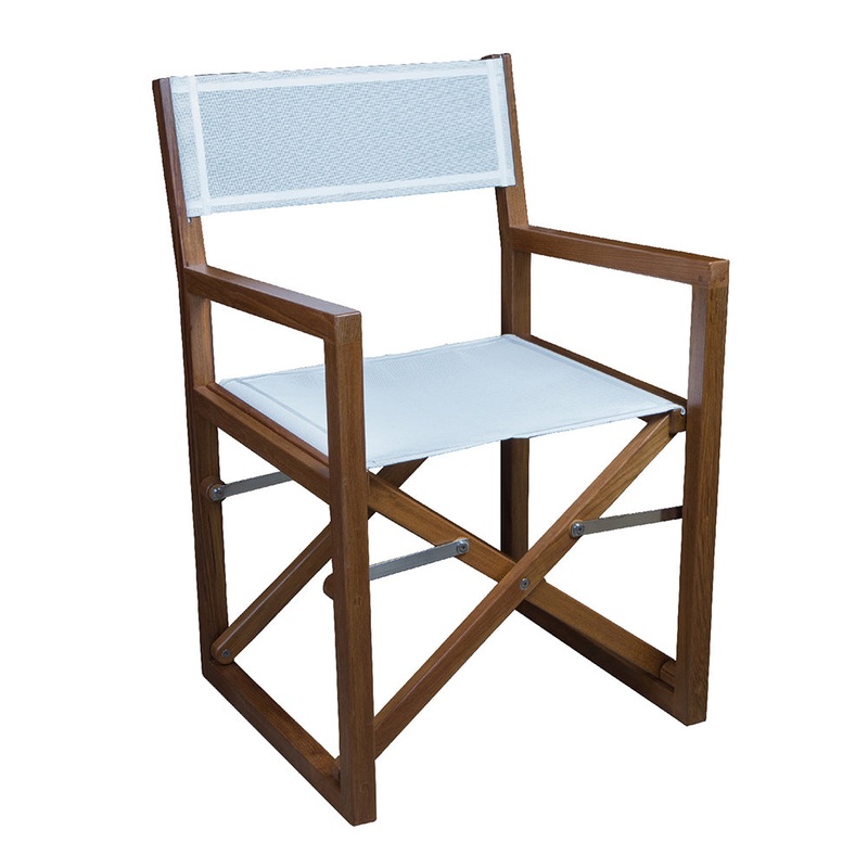Whitecap Directors Chair w/White Batyline Fabric – Teak [63061]