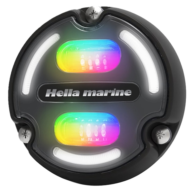 Hella Marine A2 RGB Underwater Light – 3000 Lumens – Black Housing – Charcoal Lens w/Edge Light [016148-001]