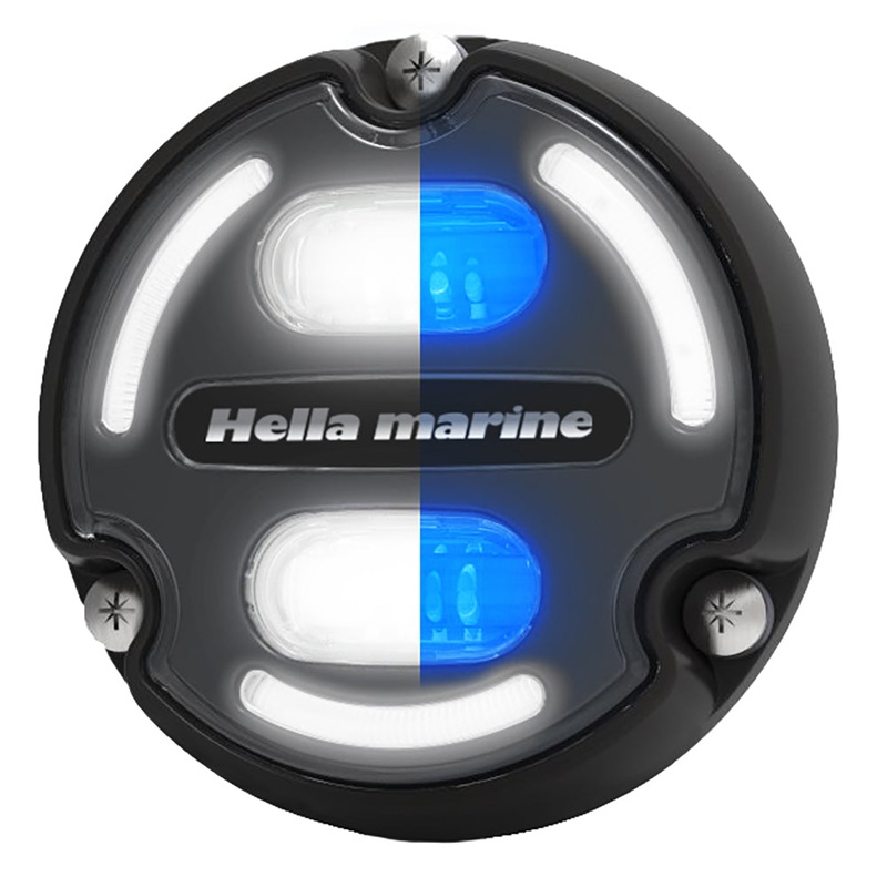 Hella Marine Apelo A2 Blue White Underwater Light – 3000 Lumens – Black Housing – Charcoal Lens w/Edge Light [016147-001]