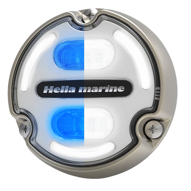 Hella Marine Apelo A2 Blue White Underwater Light – 3000 Lumens – Bronze Housing – White Lens w/Edge Light [016147-101]