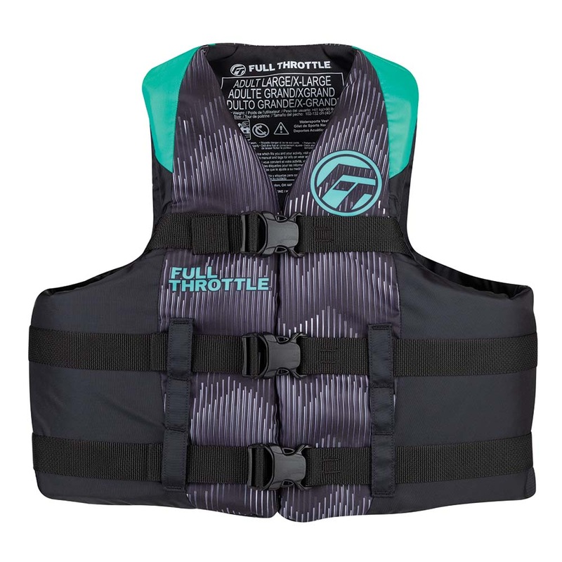 Full Throttle Adult Nylon Life Jacket – S/M – Aqua/Black [112200-505-030-22]