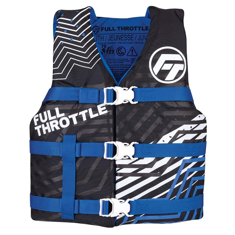 Full Throttle Youth Nylon Life Jacket – Blue/Black [112200-500-002-22]