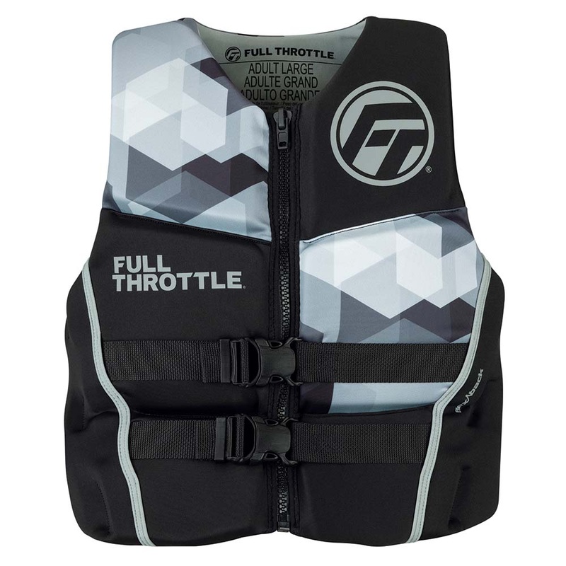 Full Throttle Mens Rapid-Dry Flex-Back Life Jacket – 2XL – Black/Grey [142500-701-060-22]