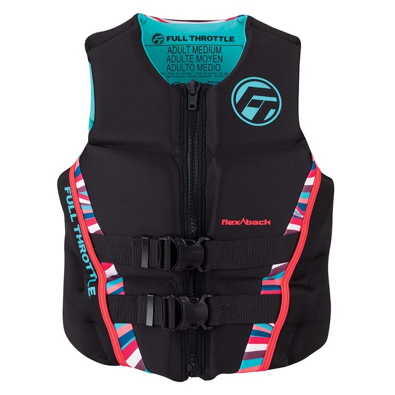 Full Throttle Womens Rapid-Dry Flex-Back Life Jacket – Womens S – Pink/Black [142500-105-820-22]