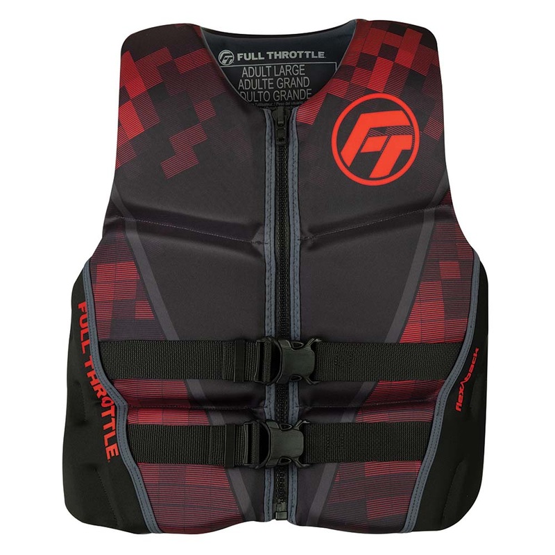 Full Throttle Mens Rapid-Dry Flex-Back Life Jacket – XL – Black/Red [142500-100-050-22]