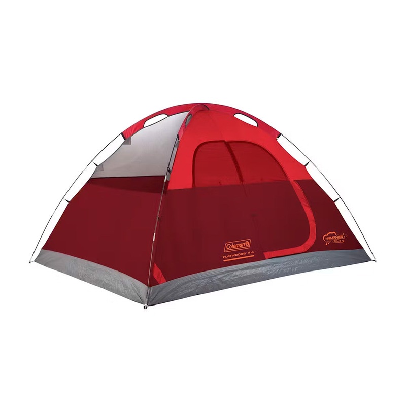 Coleman 4-Person Flatwoods II Lightweight Dome Camping Tent – Red [2207389]