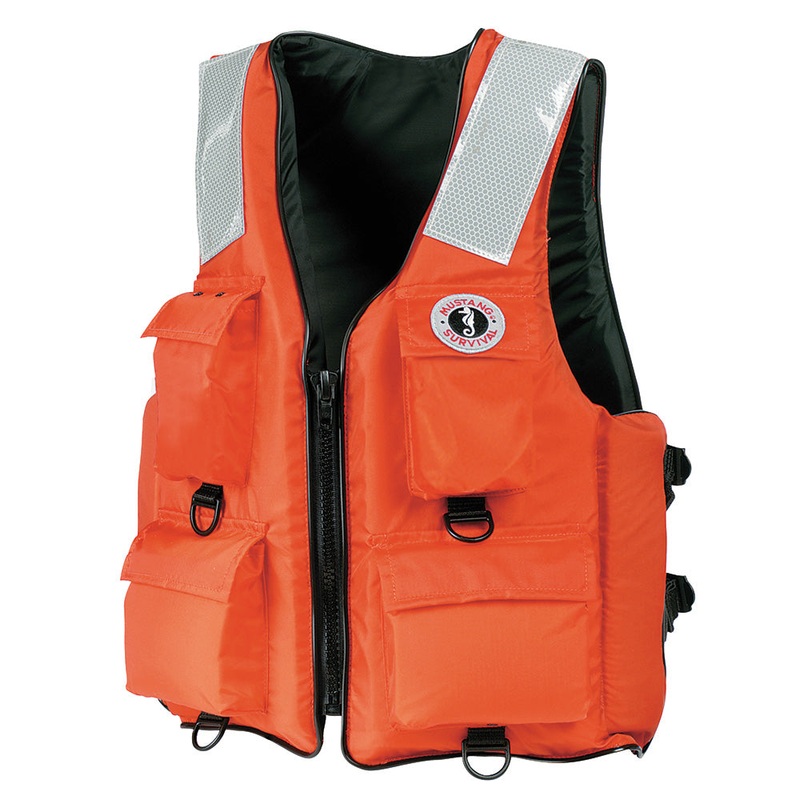 Mustang 4-Pocket Flotation Vest – Orange – Small [MV3128T2-2-S-216]
