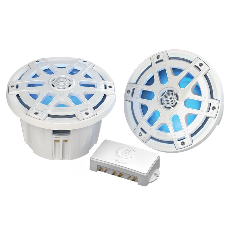 Poly-Planar MA-OC8 8″ 500 Watt Waterproof Blue LED Speaker – White [MA-OC8]
