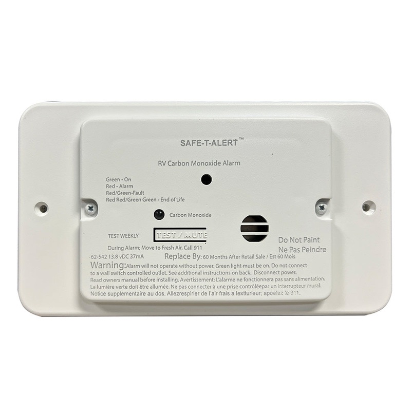 Safe-T-Alert 62 Series RV Carbon Monoxide – White – Flush Mount – 12V w/Trim Ring [62-542-TR-WT]