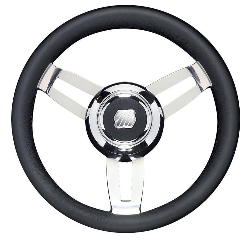Uflex Morosini 13.8″ Steering Wheel – Black Polyurethane w/Stainless Steel Spokes  Chrome Hub [MOROSINI U/CH/B]