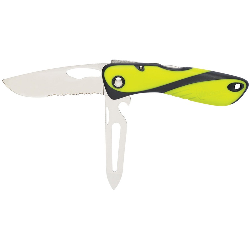 Wichard Offshore Knife – Serrated Blade – Shackler/Spike – Fluorescent [10122]