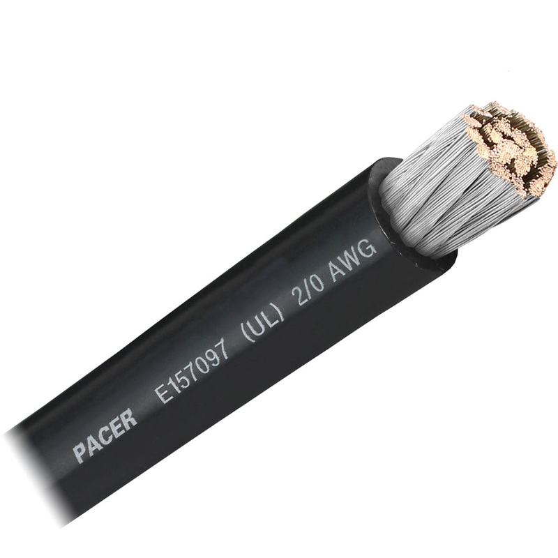 Pacer Black 2/0 AWG Battery Cable – Sold By The Foot [WUL2/0BK-FT]