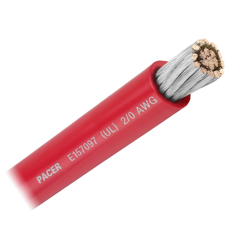 Pacer Red 2/0 AWG Battery Cable – Sold By The Foot [WUL2/0RD-FT]