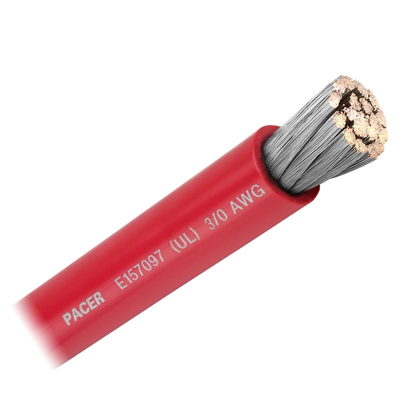Pacer Red 3/0 AWG Battery Cable – Sold By The Foot [WUL3/0RD-FT]