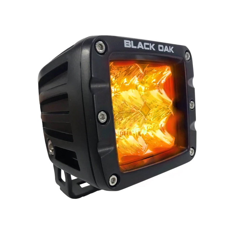 Black Oak 2″ Amber LED Pod Light – Flood Optics – Black Housing – Pro Series 3.0 [2A-POD30S]
