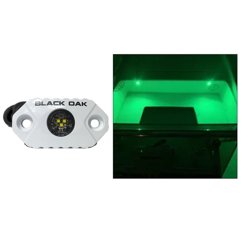 Black Oak Rock Accent Light – Green LEDs – White Housing [MAL-G]
