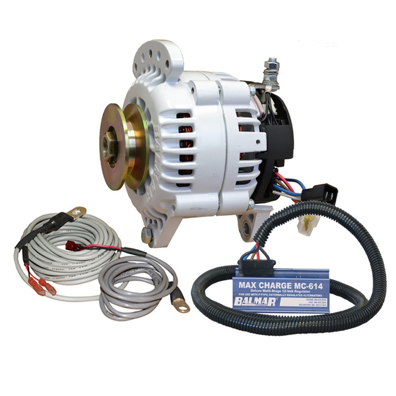 Balmar Alternator 100 AMP Kit 12V 3.15″ Dual Foot Saddle Single Vee Pulley Regulator  Temp Sensor [60-YP-MC-100-SV]