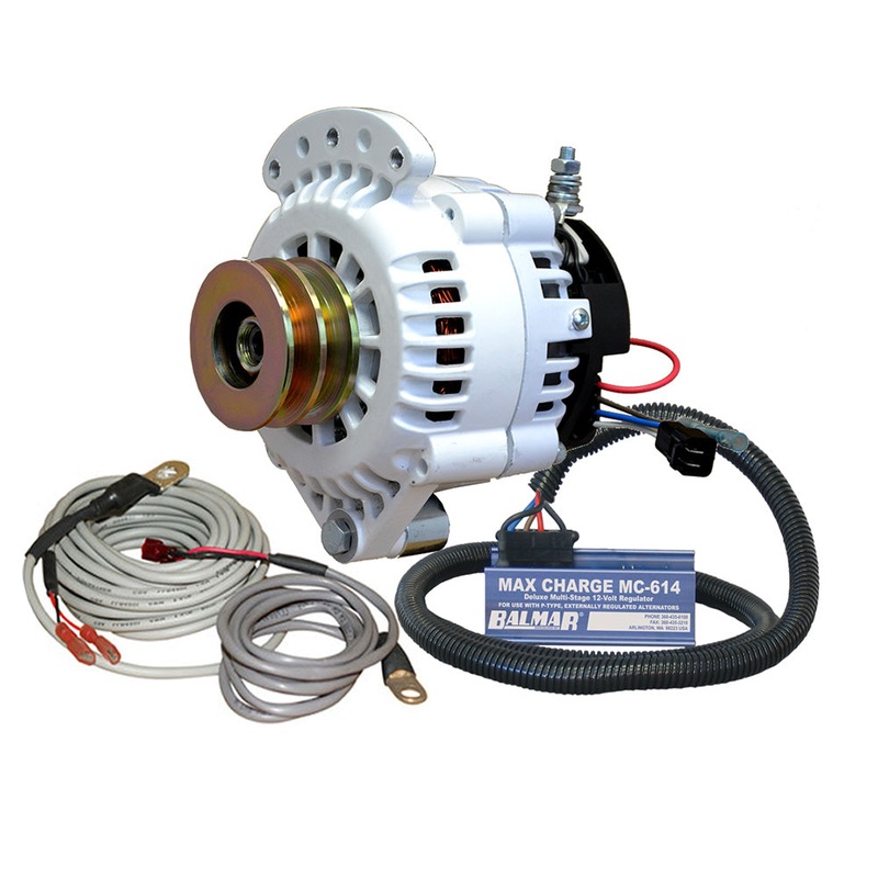 Balmar Alternator 100 AMP Kit 12V 1-2″ Single Foot Spindle Mount Dual Vee Pulley Regulator  Temp Sensor [621-VUP-MC-100-DV]