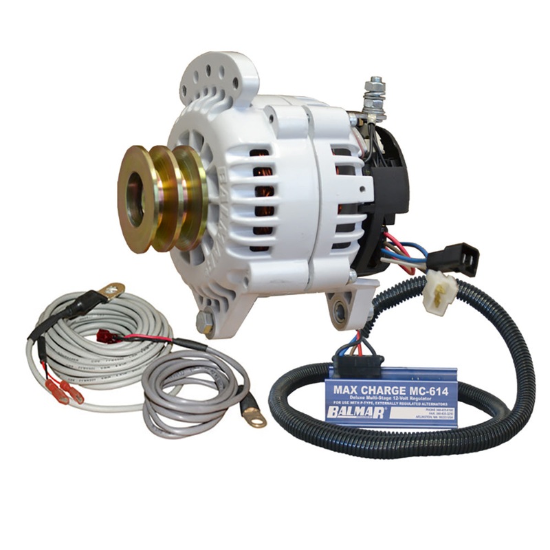 Balmar Alternator 120 AMP Kit 12V 3.15″ Dual Foot Saddle Dual Vee Pulley Regulator  Temp Sensor [60-YP-MC-120-DV]