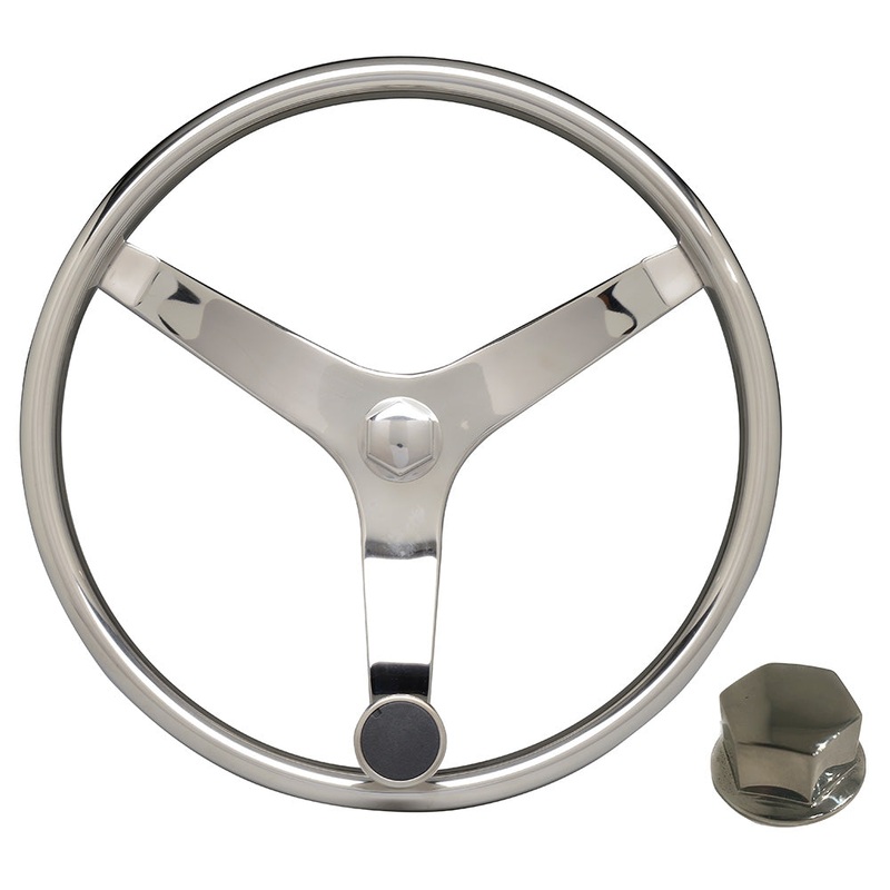 Uflex – V46 – 13.5″ Stainless Steel Steering Wheel w/Speed Knob  Chrome Nut [V46 KIT]