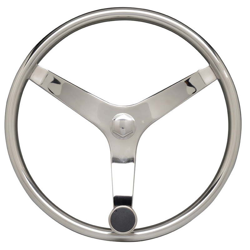 Uflex – V46 – 13.5″ Stainless Steel Steering Wheel w/Speed Knob – No Wheel Nut [V46]