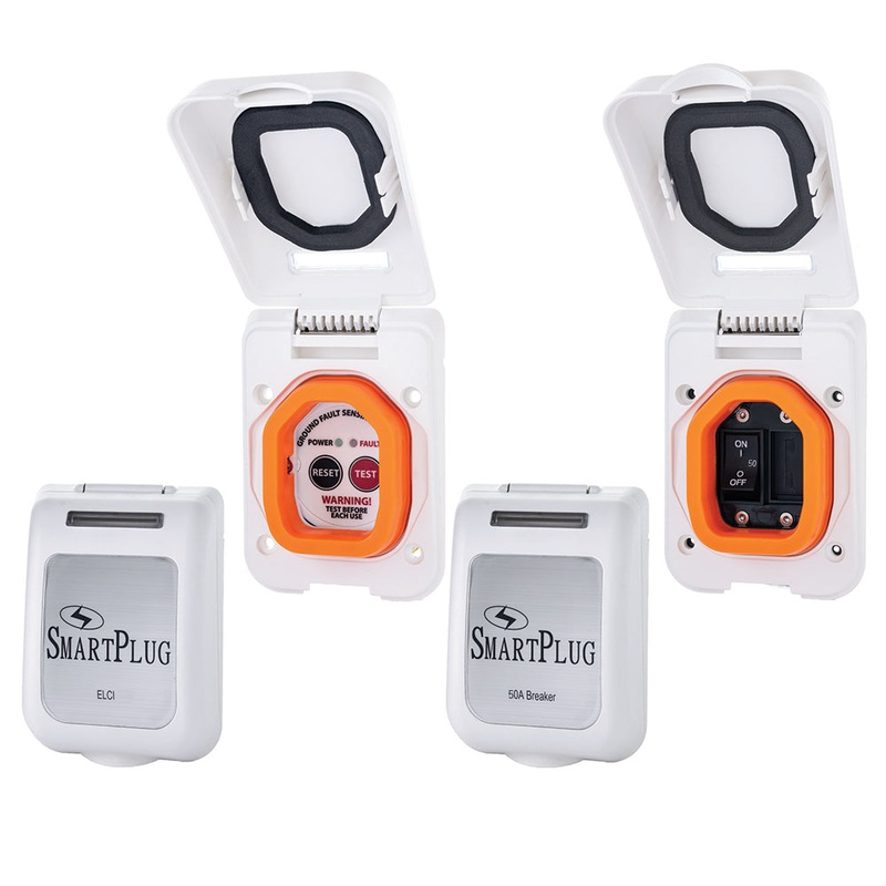 SmartPlug Combo Kit w/ELCI Sensor  50 Amp Breaker Non-Metallic Door – White [ELCIBRKR50PW]