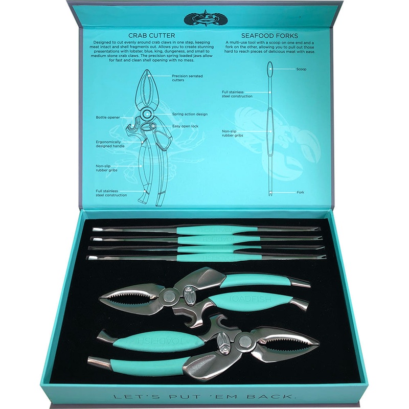 Toadfish Crab/Lobster Tool Set – 2 Shell Cutters  4 Seafood Forks [1022]