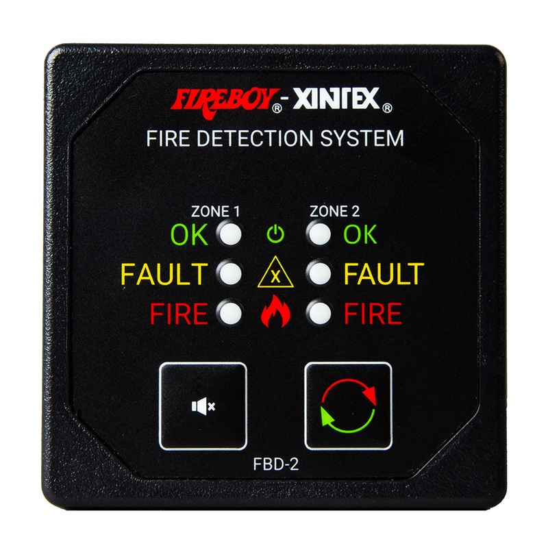 Fireboy-Xintex Two Zone Detection  Alarm Panel – 2-5/8″ Display – 12/24V DC [FBD-2-R]