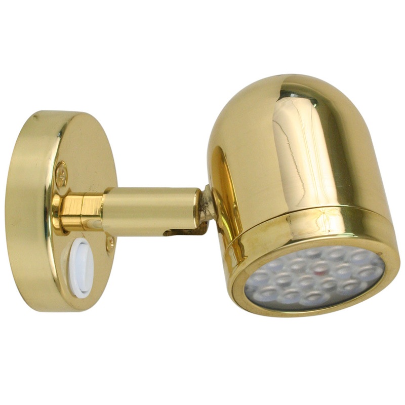 Scandvik LED Brass Reading Light – 10-30V [19052P]