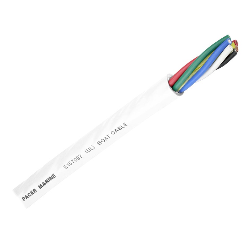 Pacer Round 6 Conductor Cable – By The Foot – 16/6 AWG – Black, Brown, Red, Green, Blue  White [WR16/6-FT]