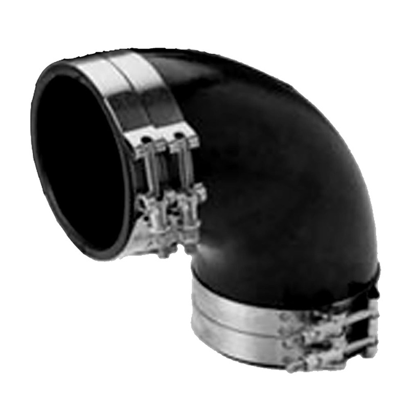 Trident Marine 3″ ID 90-Degree EPDM Black Rubber Molded Wet Exhaust Elbow w/4 T-Bolt Clamps [TRL-390-S/S]