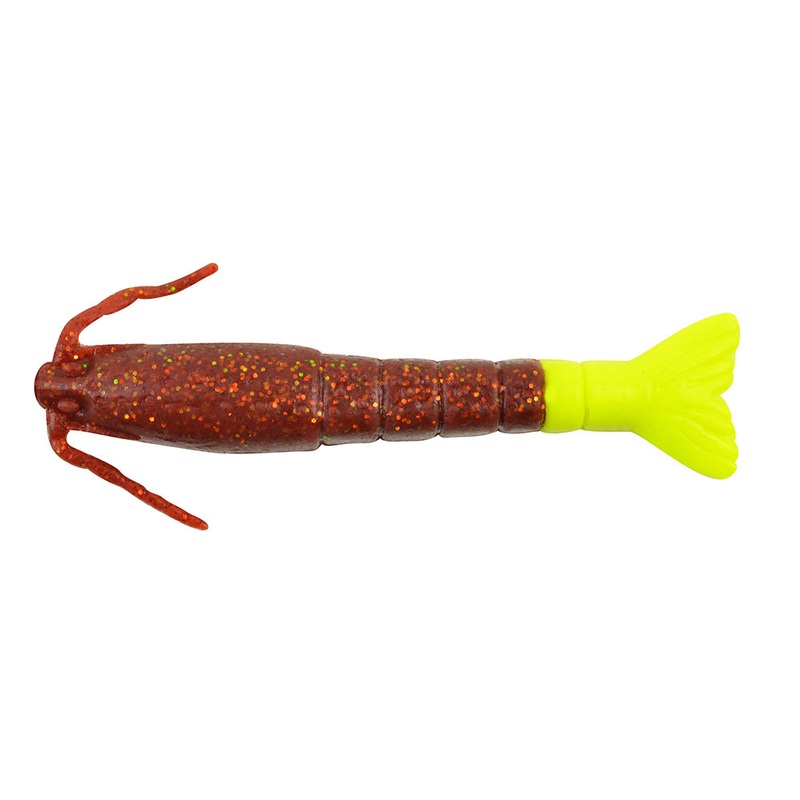 Berkley Gulp! Saltwater Shrimp – 3″ – Root Beer Gold/Chartreuse [1240007]