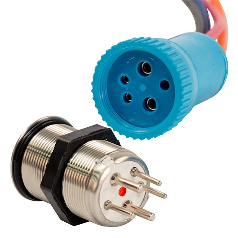 Bluewater 22mm Push Button Switch – Off/On/On Contact – Blue/Green/Red LED – 1′ Lead [9059-3113-1]