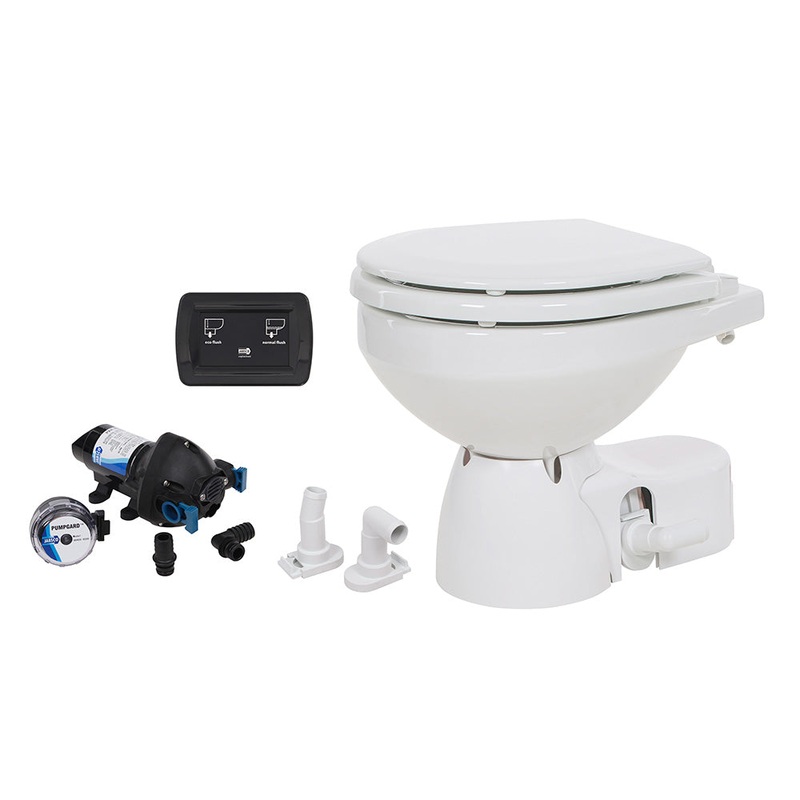 Jabsco Quiet Flush E2 Raw Water Toilet Compact Bowl – 24V – Soft Close Lid [38245-3094RSP]