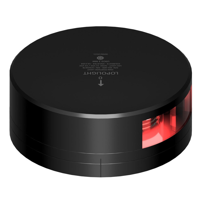 Lopolight Red Port Light – 2NM – Black Housing w/FB Base [301-009-FB-B]