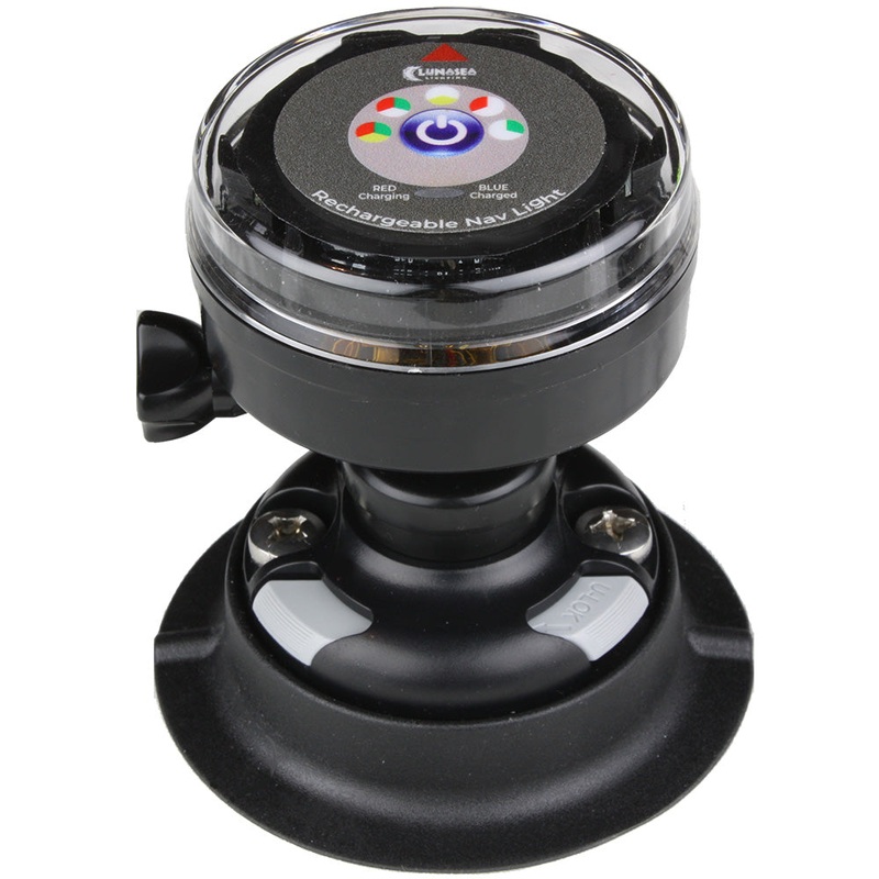 Lunasea Rechargeable Tri-Color Portable Navigation Light w/RailBlaza Quikport Mount – Black [LLB-72BK-UB-01]