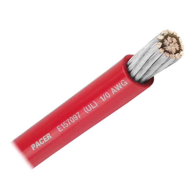 Pacer Red 1/0 AWG Battery Cable – 50′ [WUL1/0RD-50]