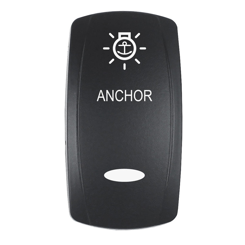 Pacer Actuator – ‘ANCHOR’ f/V Series Contura Switches – Black – Laser Etched (Top/Bottom Light) [EV2LE-ANC]