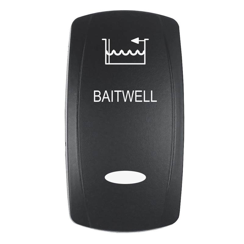 Pacer Actuator – ‘BAITWELL’ f/V Series Contura Switches – Black – Laser Etched (Top/Bottom Light) [EV2LE-BTWL]
