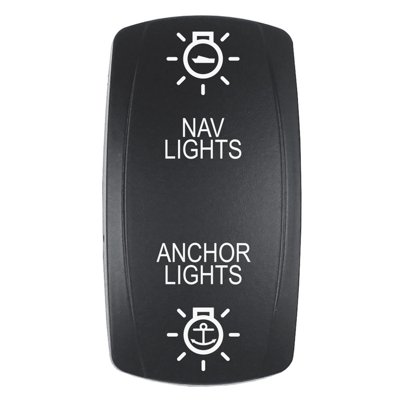 Pacer Actuator – ‘NAV/ANC’ f/V Series Contura Switches – Black – Laser Etched (Top/Bottom Light) [EV2LE-NAVANC]