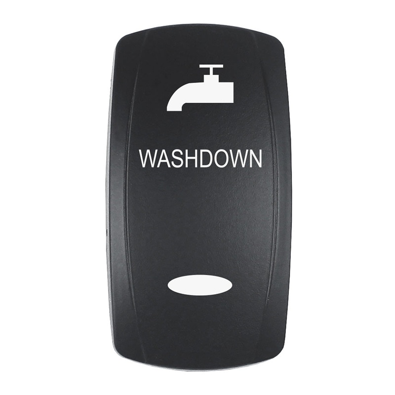 Pacer Actuator – ‘WASHDOWN’ f/V Series Contura Switches – Black – Laser Etched (Top/Bottom Light) [EV2LE-WSHDWN]